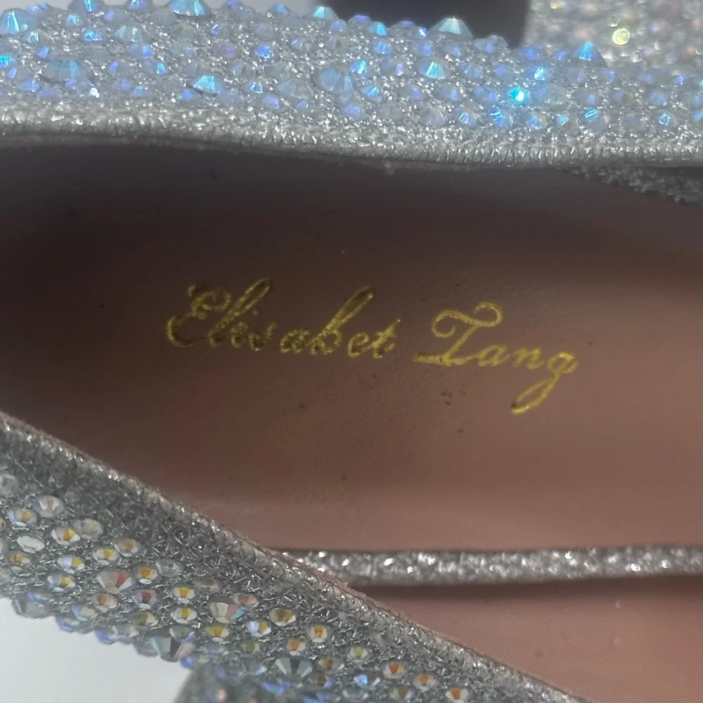 Sparkling Silver Elisabet Tang NEW STUNNING 5” Rhinestone Heels PERFECTION 8.5 M - Picture 10 of 16